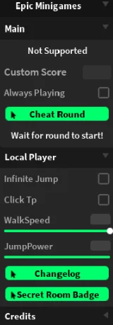 Epic Minigames script feature menu