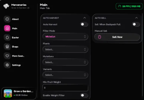 Infinite Seeds script GUI