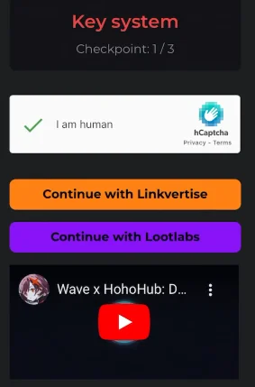 Choosing Linkvertise or LootLabs for the HoHo Hub key