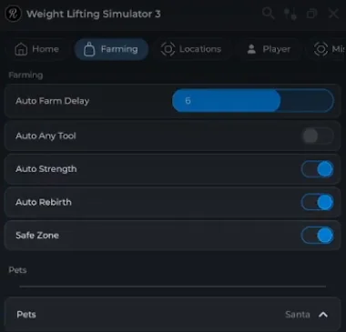 Weight Lifting Simulator 3 script auto farm settings