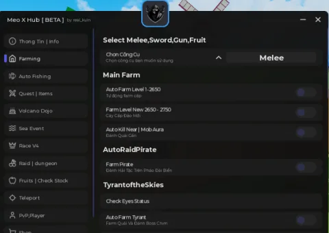 Meo X Hub script GUI